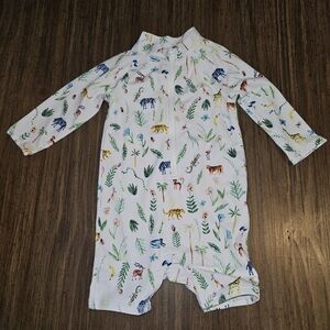 Janie and Jack Multicolor Animal Print Kids Swim One Piece Sz 6-12 months